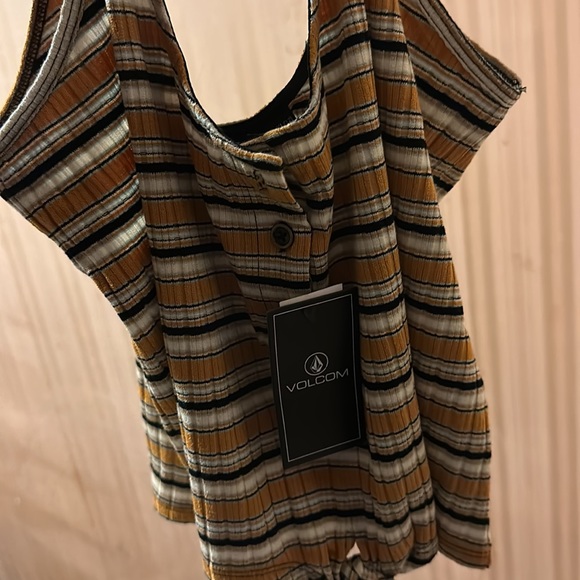 NWT! VOLCOM Stone Stripe Womens Crop Cami Yellow Combo Stone Stripe Medium XL - Picture 6 of 12